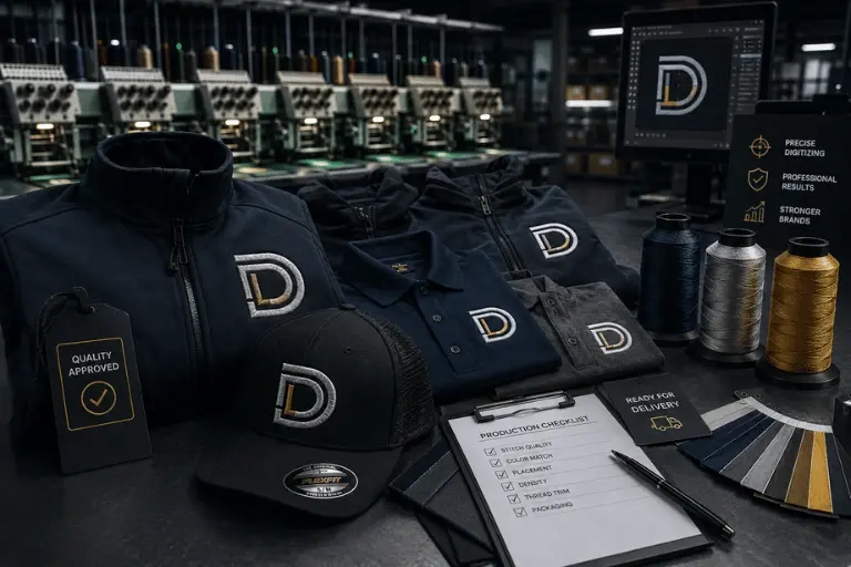 Manual embroidery digitizing quality results on apparel